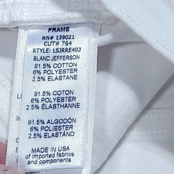 FRAME Denim Le Skinny Jefferson White Distressed Raw Hem Designer Jeans 26 - Picture 9 of 11